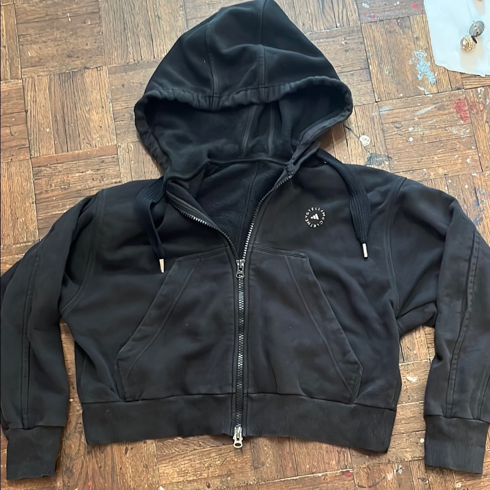 STELLA MCCARTNEY FOR ADIDAS BLACK ZIP UP HOODIE GREAT COND SZ med